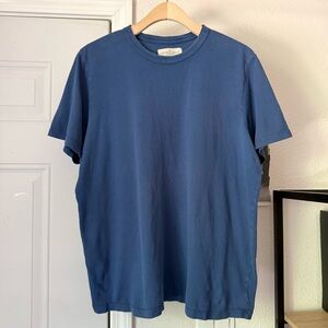 IMOGENE + WILLIE blue cotton garment indigo dyed crew neck short sleeve tee